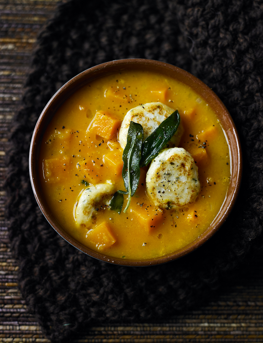 Butternut squash soup with ricotta dumplings Sainsbury`s Magazine